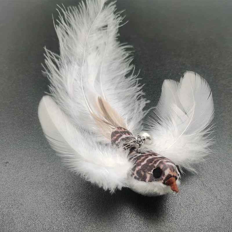 Interactive Bird Feather Cat Wand Toy for Indoor Hunting Play