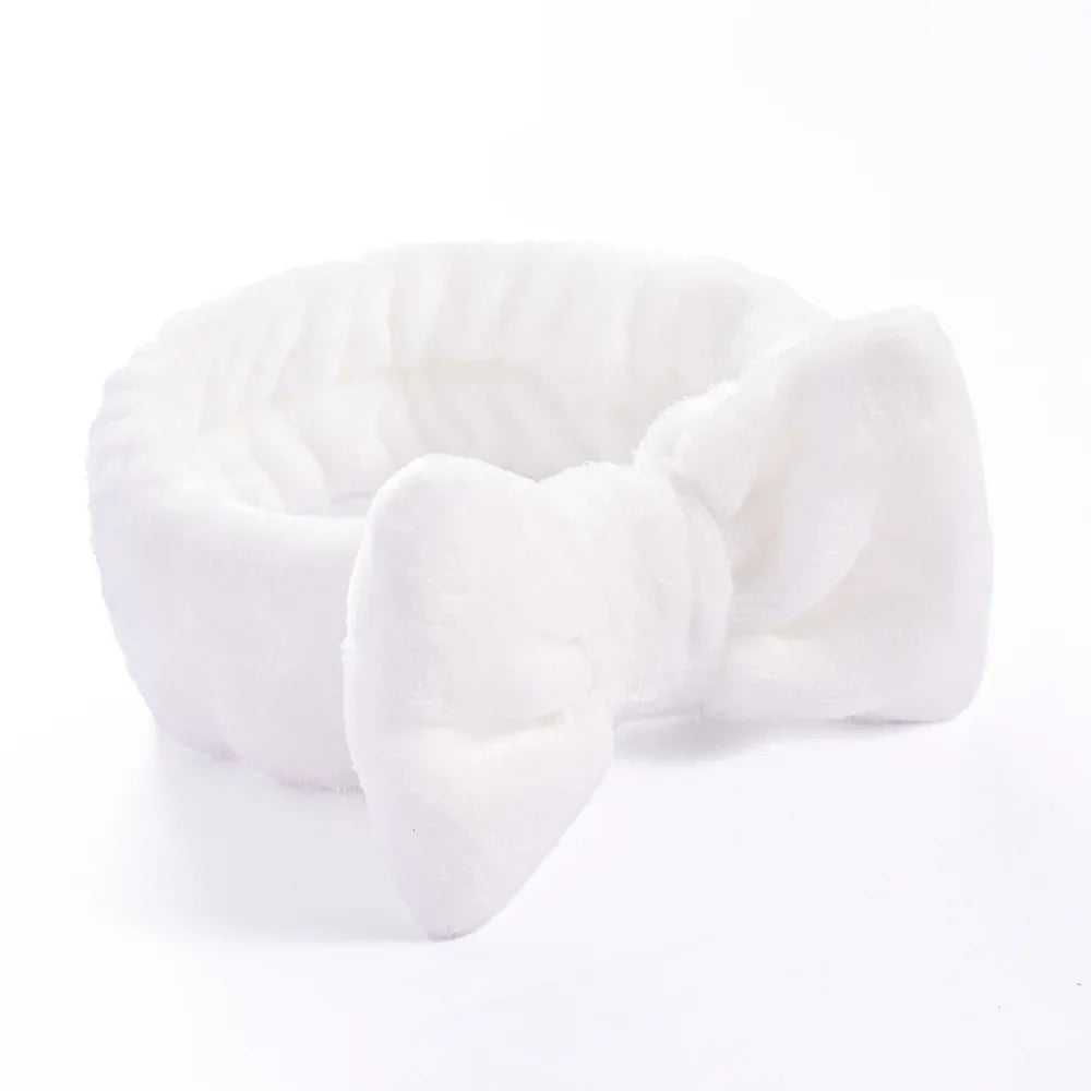 Women Solid Bow Headbands Coral Fleece Makeup Spa Wash Face Turban Head Wrap Girls Hair Towel Accessories Head Band Hairbands