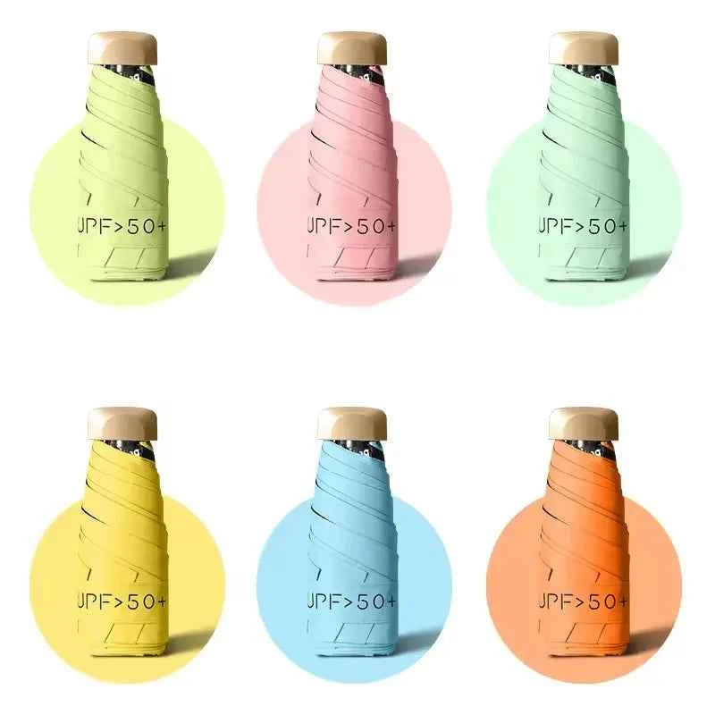 Low Price Promotion Mini Sun Umbrella Pocket Rain Umbrella Vinyl Folding UV Ultraviolet Protection Sun Shade Pocket Parasol