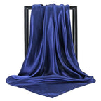 Luxury Brand Silk Scarf Women Satin Solid color Hijab Scarves Muslim Pareo Bandana Female Shawl Wrap Headband Foulard 90*90cm