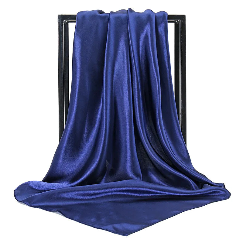 Luxury Brand Silk Scarf Women Satin Solid color Hijab Scarves Muslim Pareo Bandana Female Shawl Wrap Headband Foulard 90*90cm