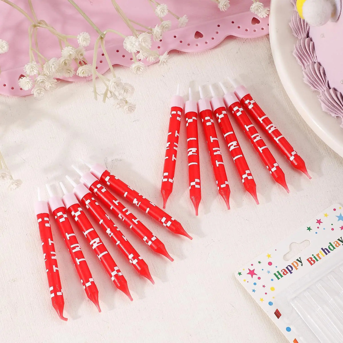 12/24pcs Green Pixel Cake Candle Decoration Red TNT Theme Green Wishing Candle Birthday Party Cake Candle Decorations Gift