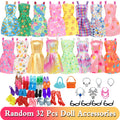 32 Item/Set 11.5 inch Doll Accessories=10 Mix Dress+ 4 Glasses+ 6 Necklaces+2 Handbag+ 10 Shoes Clothes 11.8'' Doll