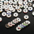 30pcs/lot 12mm Wave Side Rhinestone Spacer Beads Colorful Crystal Metal Rondelle for Jewelry Making Diy Crafts Accessories