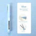 1pc Mini Portable Scissors Paper Cutter Knife 2 In 1 Multifunctional Pocket Pen Shape Scrapbooking Carving Cutting Art Tools