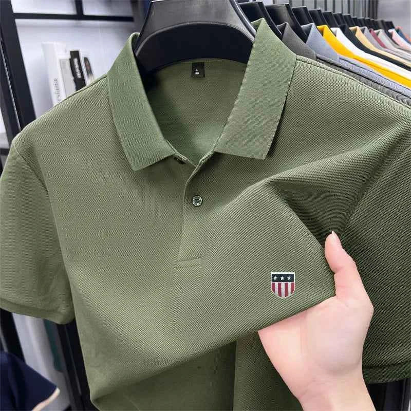 Men's Summer Luxury Brand Cotton 100% Polo Shirt Lapel Printing Short Sleeves T-Shirt Business Leisure Ventilate Men's Clothing