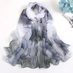 RUNMEIFA 2023 New Fashion Spring/Summer Women Floral Printing Beach Silk Scarf Shawls Female Long Wraps Beach Sunscreen Hijab