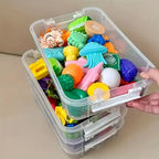 Extra Large 4-Tier Stackable Storage Box with Lid Clear Plastic Organizer Toy Building Block Storage Box