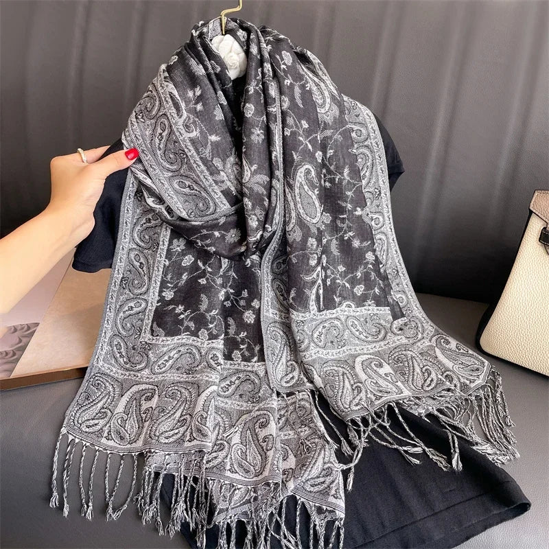 2025 new ethnic style retro shawl cashew flower geometric scarf cloak tassel scarf multi-color variety options available