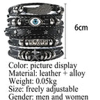 5pcs Evil Eye Wing Star Diy Braided Punk Style Bracelet Set, Featuring Pu Leather And Beads