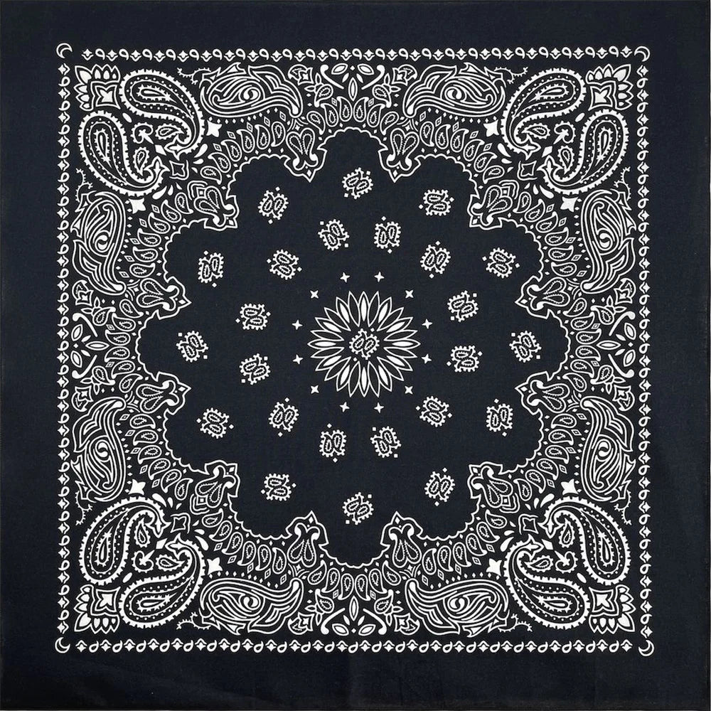 70CM Oversized Hip Hop Amoeba Cashew Cotton Square Bandana Scarf Headband Black Paisley Gifts For Men/Boys/Girls