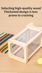 Wooden Stick Board Game Parent Child Interaction Montessori Wooden Toys, 4-sided Acrylic Cylinder Game, Stick Picking Game