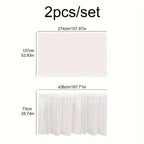2pcs/set Disposable Paper Tablecloth Skirt Set Rectangular Table Cover And Table Skirt Party Supplies For Events Decoration