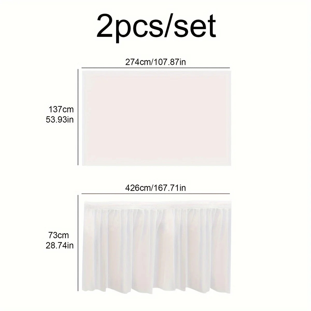 2pcs/set Disposable Paper Tablecloth Skirt Set Rectangular Table Cover And Table Skirt Party Supplies For Events Decoration