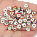 50pcs Rhinestone Spacer Beads Multi-color Crystal Metal Spacers Rondelle Beads for Jewelry Making DIY Bracelets Accessories