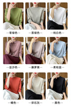 Summer And Autumn New 100% Cotton T-shirt Women's Semi-High-Necked Cropped Sleeves Loose Solid Color Bottoming Top