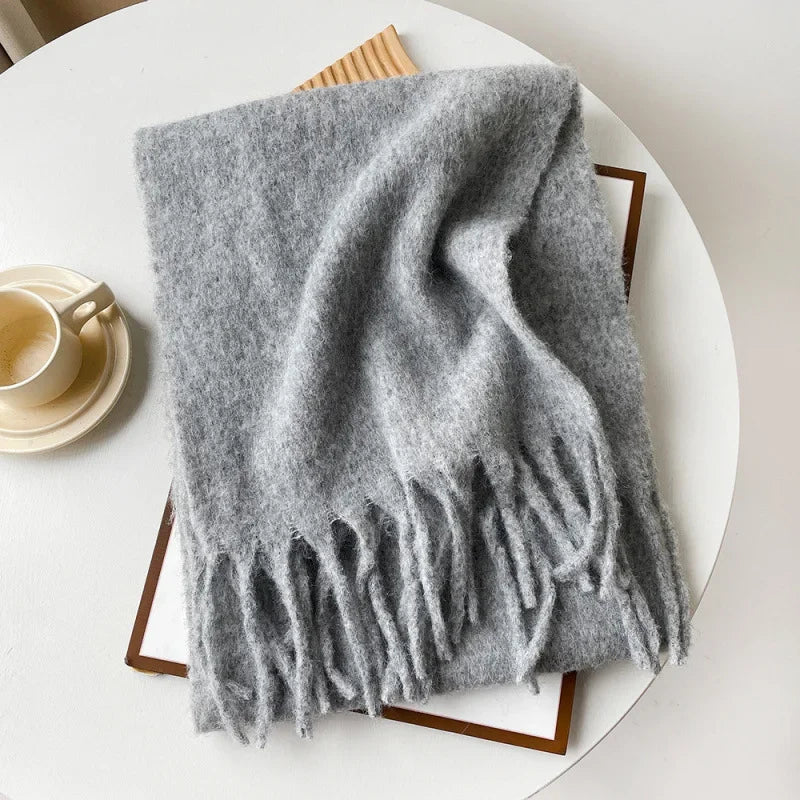 Pink Scarf Lady Autumn Winter Solid Simple Muffler Women Men Wool Blend Versatile Multi-color Soft Thermal Shawl Female Male
