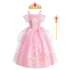 Little Girls Children Sleeveless Pink Dresses Children Summer Clothing Kids Princess Carnival Christmas Luxury Cosplay Dresses
