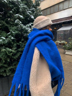 Winter Scarf Women Luxury Autumn Winter Cashmere Scarf Thickened Warm Shawl Classic Tassels Fluffy Scarf Solid Color Soft Shawl