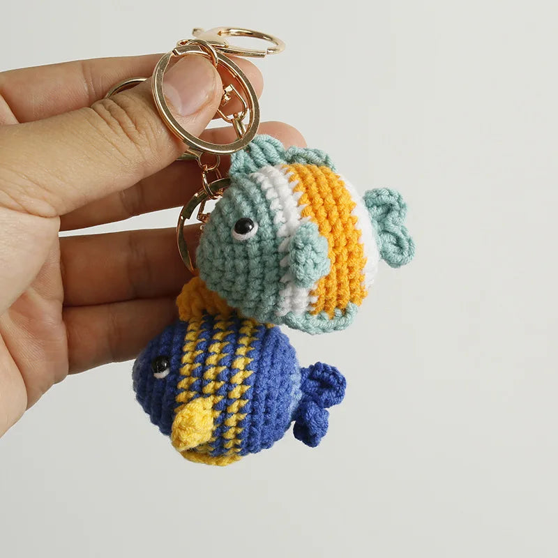 Funny Shrimp Crochet Keychain Cute Ocean Bag Charm