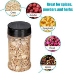 LMETJMA Clear Plastic Spice Jar with Shaker Lids Kitchen Seasoning Containers for Kitchen Storing Spice Powders JT198