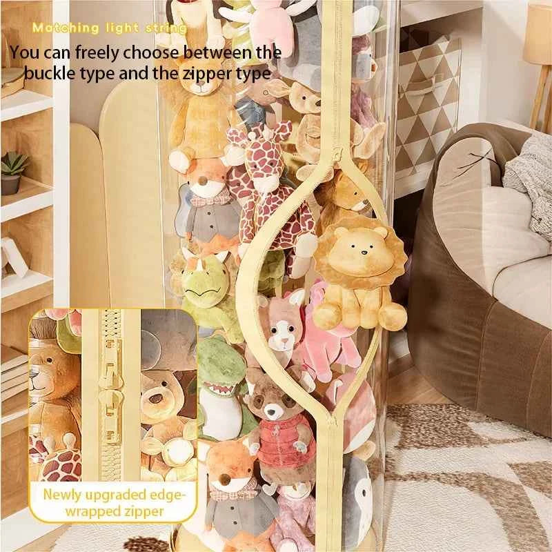 Transparent Doll Storage Box Plush Toy Organization Toy Storage Tube DIY Zipper Bins Kid Christmas Gift Children's Toy Organizer