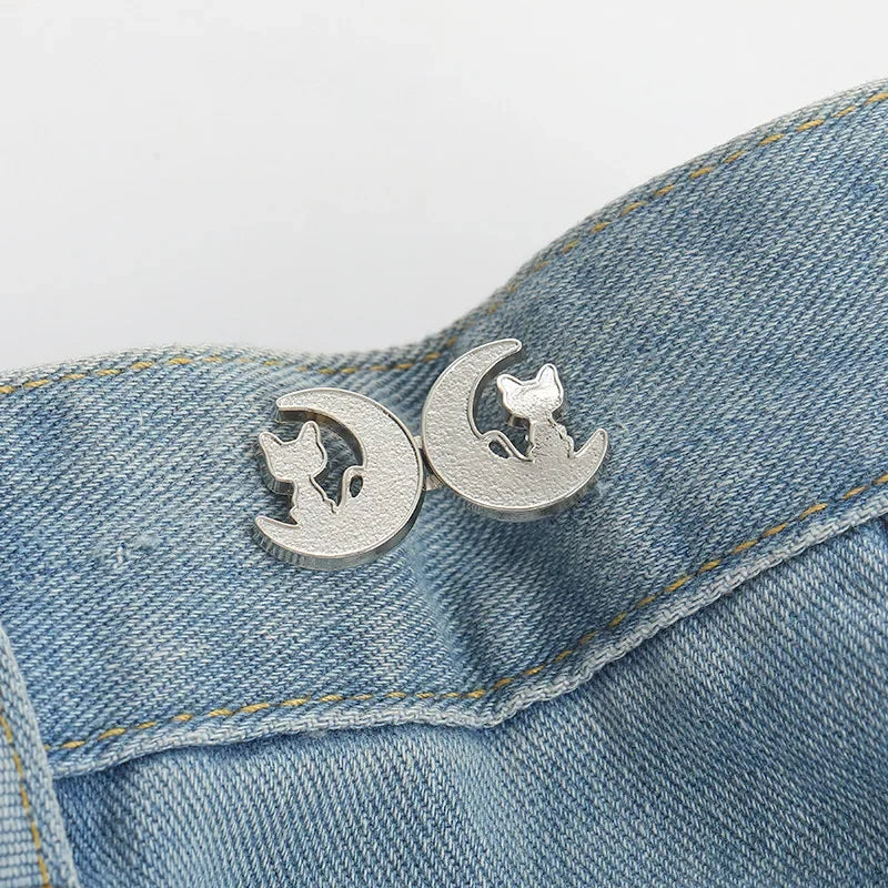 Adjustable Tightener Waist Buckle for Jeans, No Sewing Required Butterfly Button Adjuster for Pants and Skirts Waist