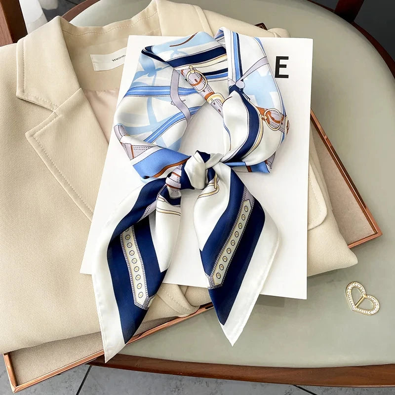 2025 New Fashion 70X70cmPrinted Women's Scarf Pashmina Silk Scarf Square Shawl Decorative Headband Neck Luxury Design Bandana