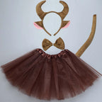 Animals  Children  Headband Tutu Skirt Tail Bow Kids  Girl Party Props Elephant Tiger Fox     Halloween Costume Cosplay