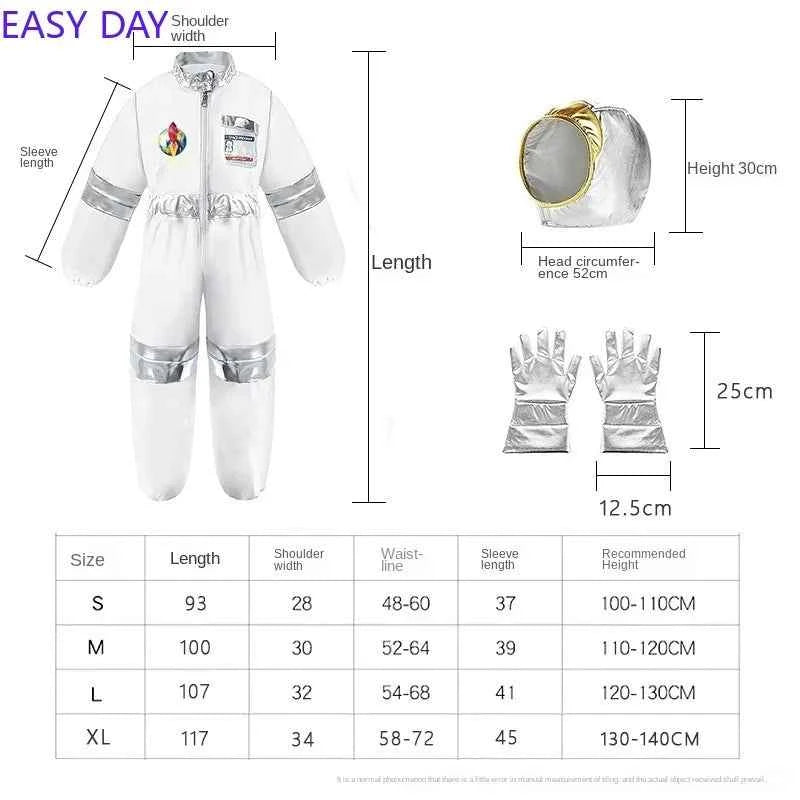 Halloween Astronaut Cosplay Costume Kids Boy Girl Jumpsuit Cartoon Space Party Spaceman Outfit White Spacesuit Bodysuit Clothing