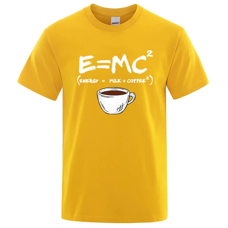 Summer Men T-shirt Cotton Blend Casual Funny Energy=Milk+Coffee Print Men Cool Loose O-neck Tops For Men Short Sleeve Male Tees