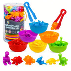 Children Counting and Sorting Toy with Pom Poms and Tweezers Set