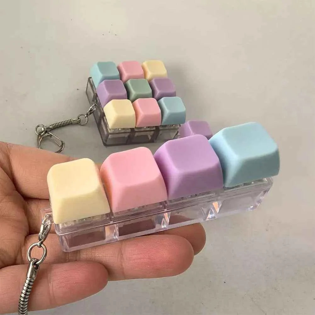 Fidget Decompression 1/4/5/9 Keyboard Key Toy Anti Stress Finger Keyboard Games For Adults Antistress Toys Boys Girls Keychain