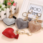 Rhinestone Heart Finger Keychain Bling Crystal Strap Pendant for Key Keychain Handbag Wallet Key Accessories Gift for Women