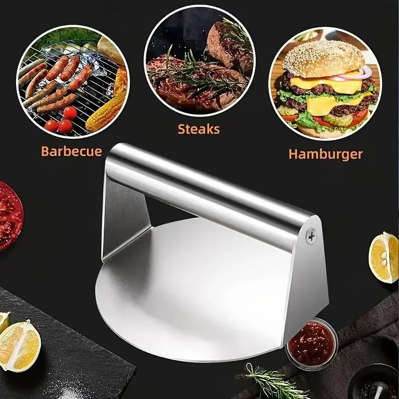 Heavy Duty Stainless Steel Smash Burger Press – BBQ Patty Smasher & Meat Press Tool