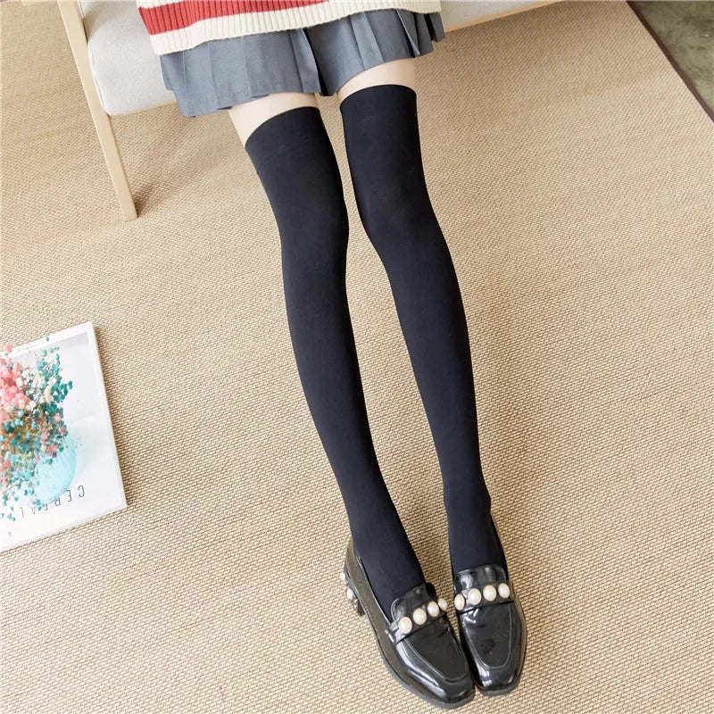 Ultrathin Women‘s Silk Stockings Nylon for Ladies Black White Summer Autumn Winter Socks Girls Skinny Legs Over the Knee Thigh