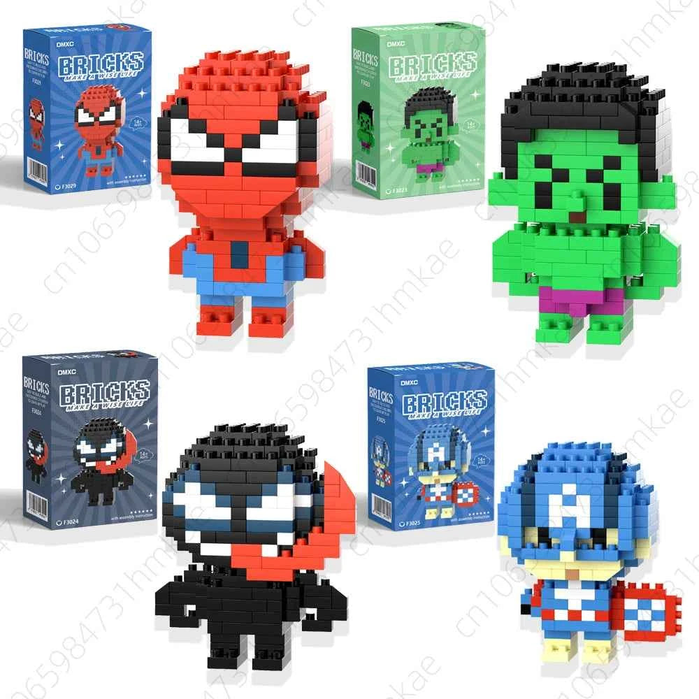 Spider Man Building Block Deadpool & Venom Iron Man Figure Batman Super Hero Cartoon Character Model Toys for Gifts