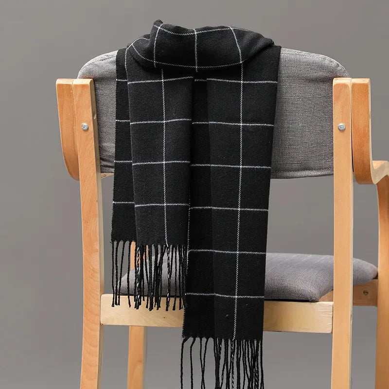 2023 New Winter Men Scarf Keep Warm Cashmere Scarves Casual Brand Designer Pashmina Neckerchief Tassel Business Shawl Wrap