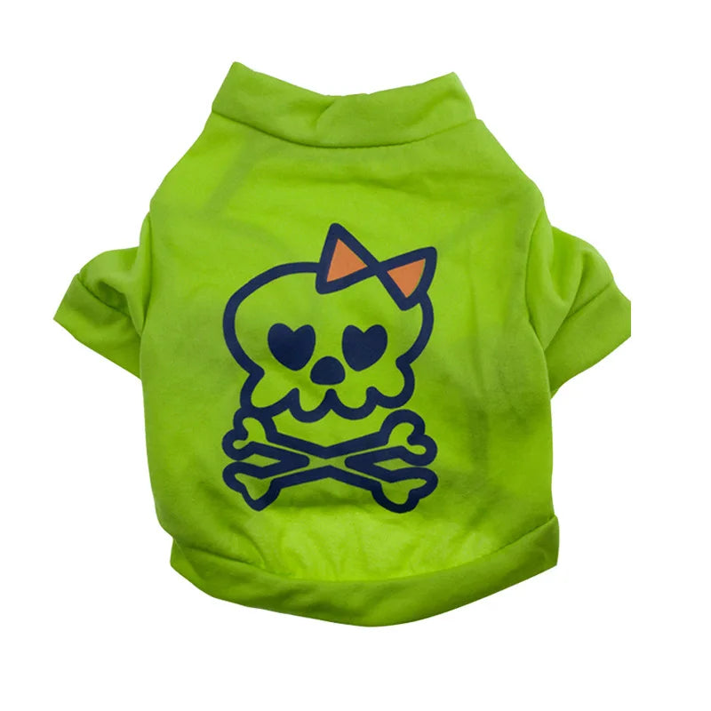 Halloween Pet Clothing – Funny Pumpkin Skull Tee