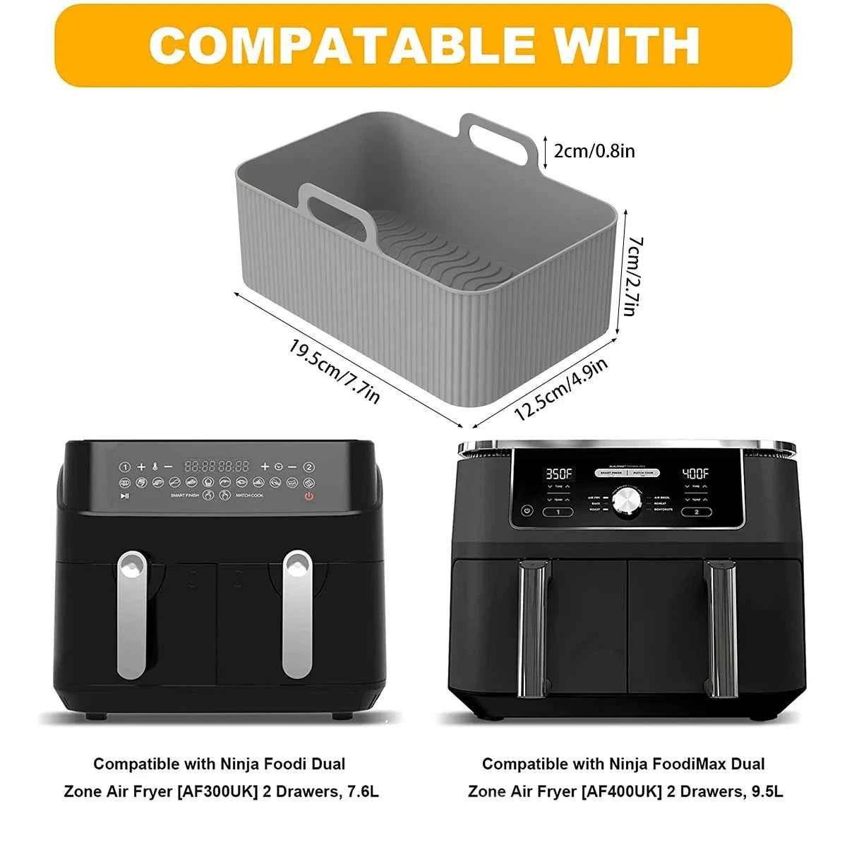 2Pcs Air Fryer Silicone Pot Air Fryer Liner Heat Resistant Air Fryer Silicone Basket Rectangle Baking Pan for Oven Microwave