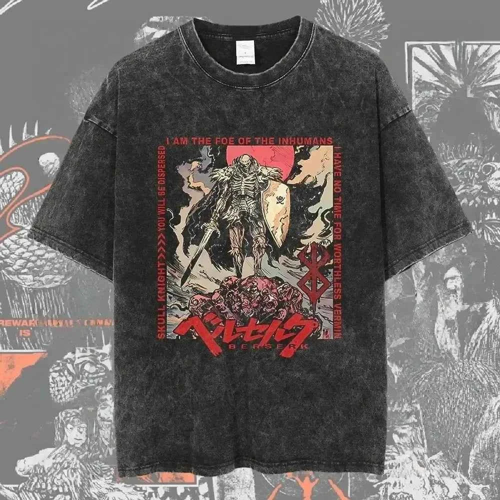 New Arrival Mens Clothes Tee Shirt Homme Graphic T-Shirts Men Tshirt for Men Ropa Hombre Washed Anime Berserk Baggy Camisetas