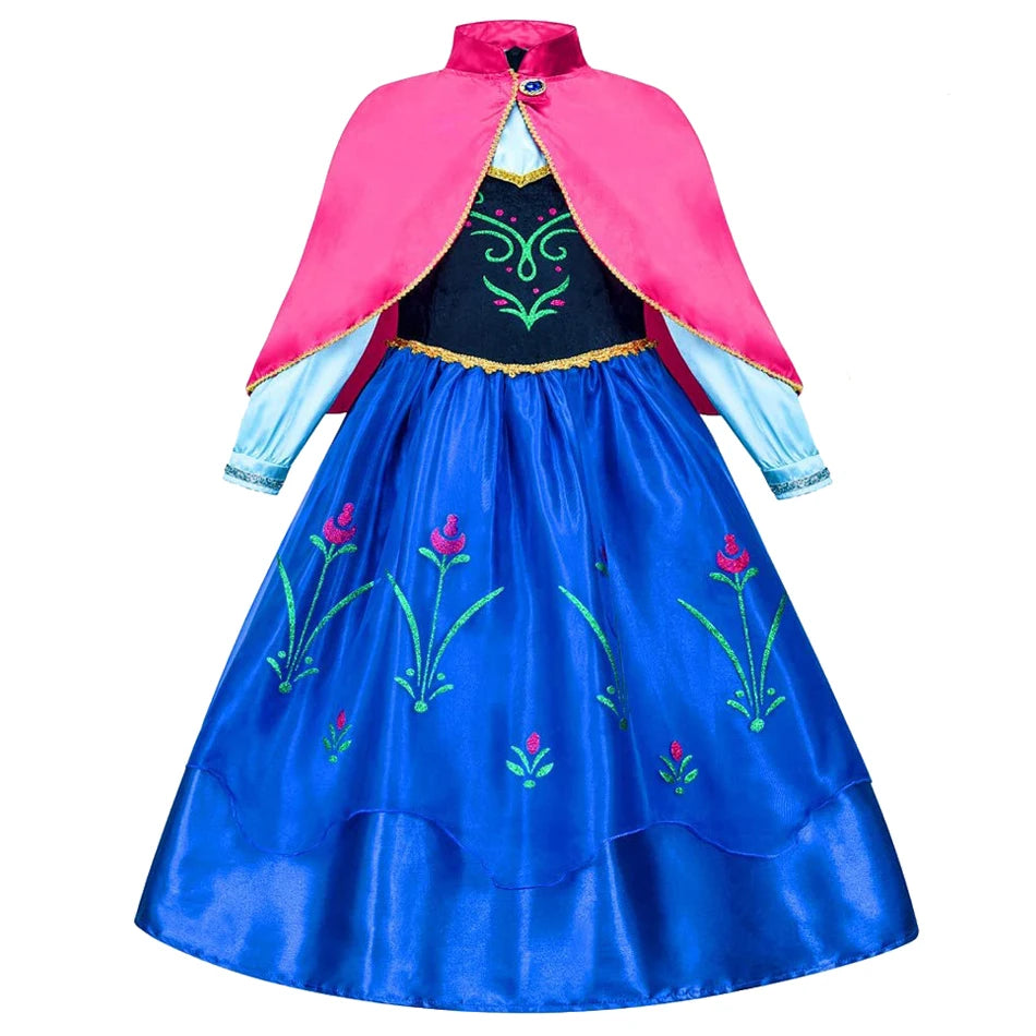 Frozen Elsa Anna Princess Girl Vestidos Costume Kid Dress Disney Snow Queen Halloween Cosplay Birthday Party Dress Up 2-10 Years