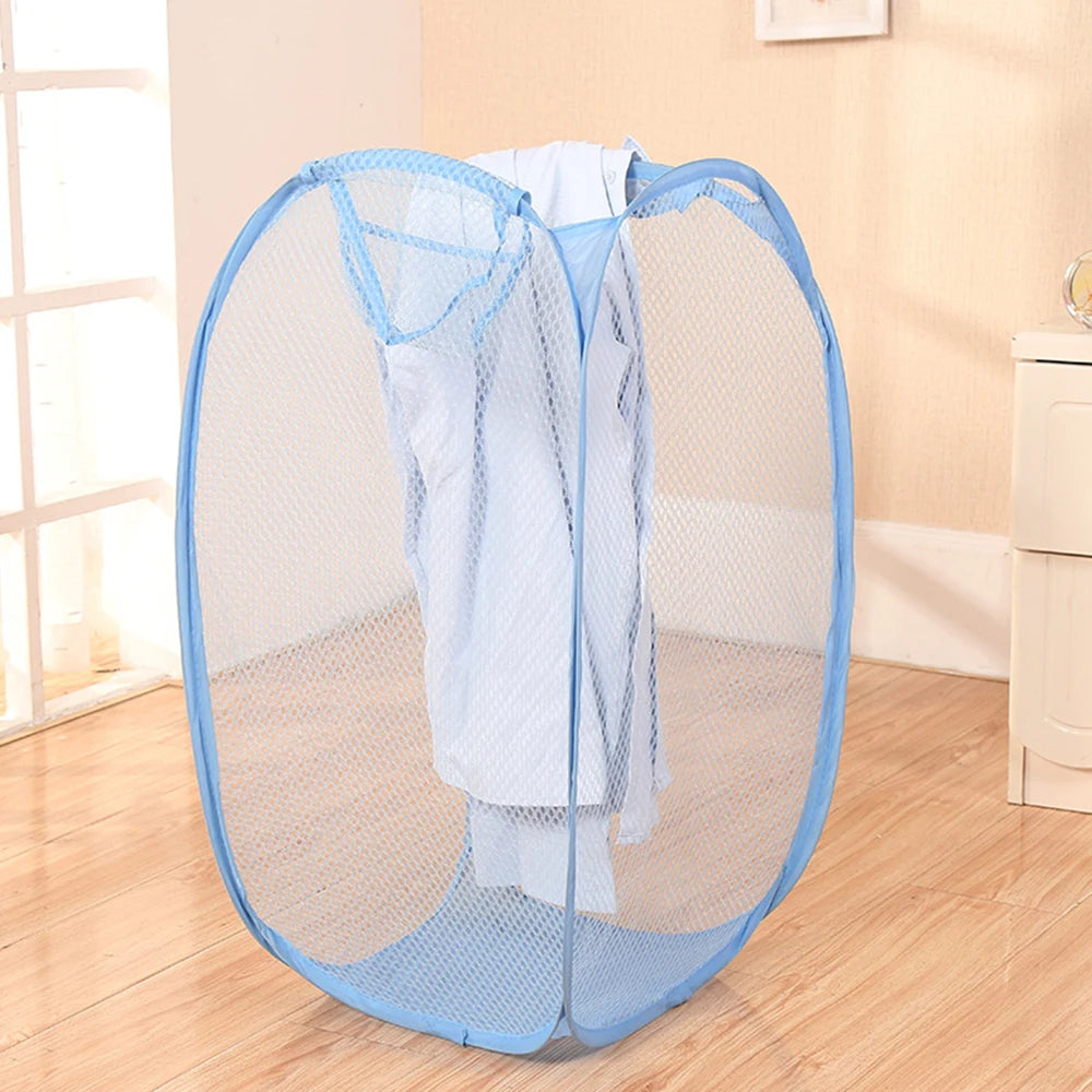 Mesh breathable laundry basket, foldable large size 40 * 40 * 70 miscellaneous laundry basket, simple and large capacity miscell