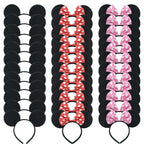 3/6/12pcs/lot Girls Mouse Ears Solid Bow Ears Headband for Birthday Party Supplies and Mouse Themed Costume Cosplay Decoration