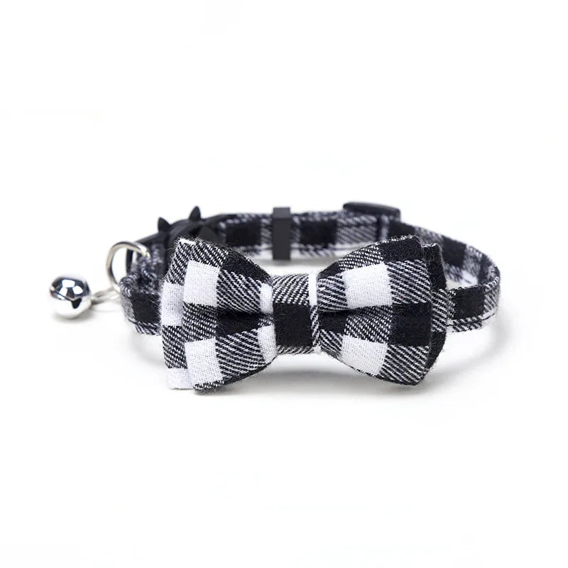 Pet Breakaway Cat Collar Bow Tie & Bell – Christmas Plaid