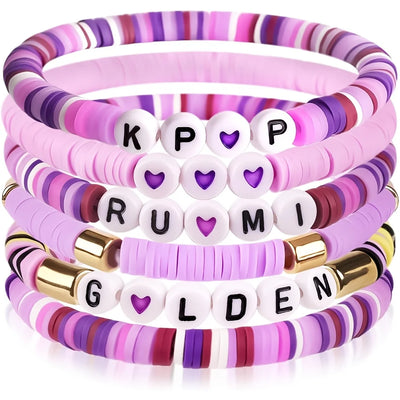 6pcs Korean Pop K-Pop Bracelet Set Multicolor Kpop Group Lettering Jewelry Durable Fan Accessory Concert Cosplay Birthday Gift