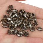 50pcs Rhinestone Spacer Beads Multi-color Crystal Metal Spacers Rondelle Beads for Jewelry Making DIY Bracelets Accessories