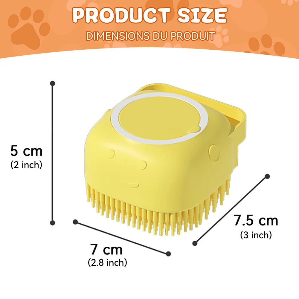 Dog Bathing Brush Pet Massage Brush Shampoo Dispenser Soft Silicone Brush Rubber Bristle for Dogs and Cats Shower Grooming Tool - WTN Essentials 