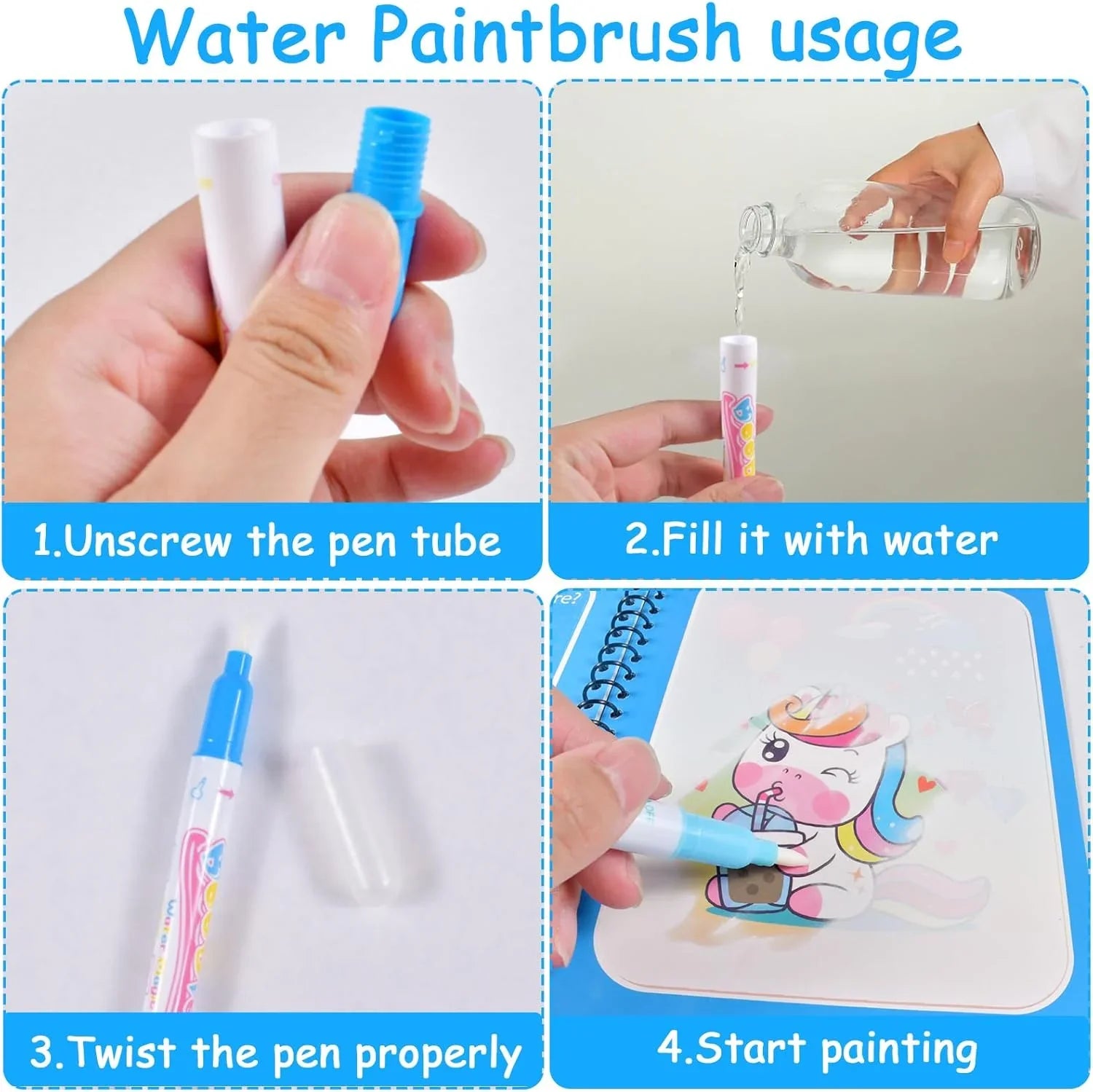 Magic Water Drawing Book – Reusable Mess-Free Painting Toy