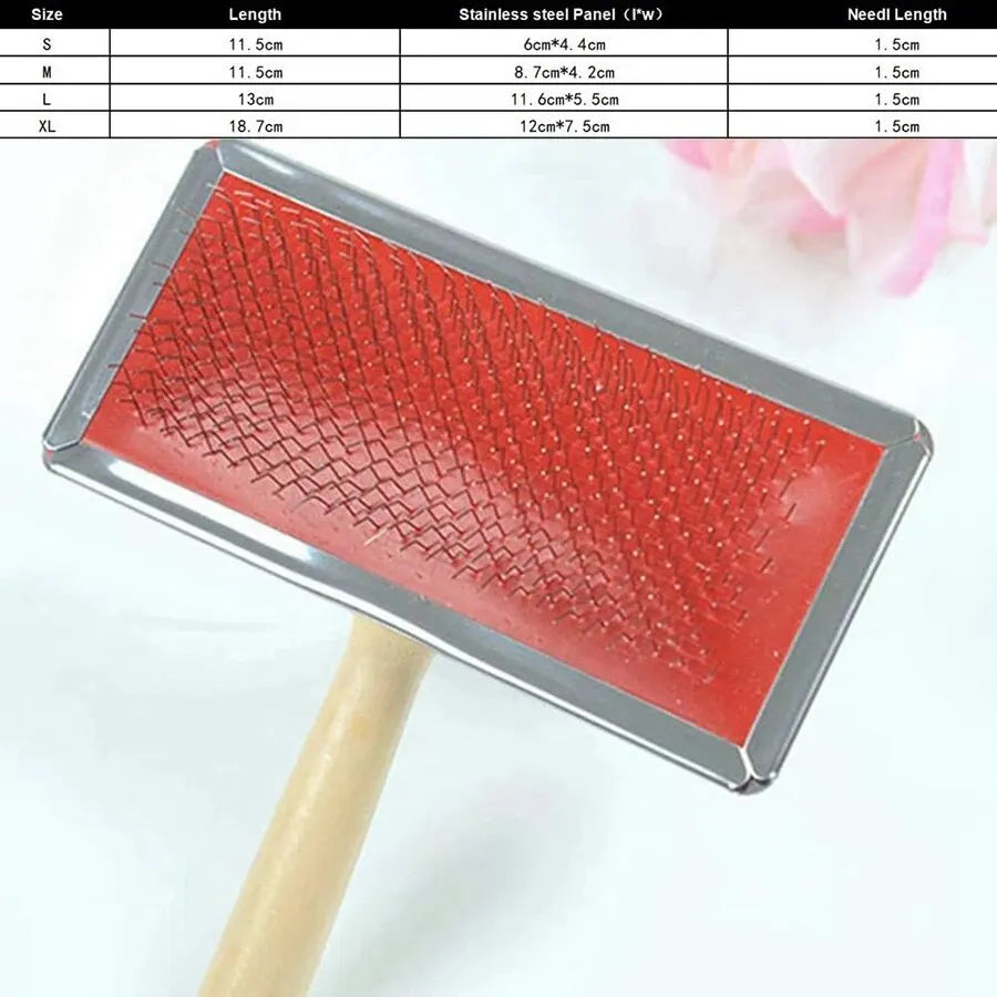 Wool Carding Comb Shedding Tool Pet Cleaning Spinning Needle Grooming Cats Supplies Dogs Hair Wooden Handle Slicker Brush Profes - WTN Essentials 